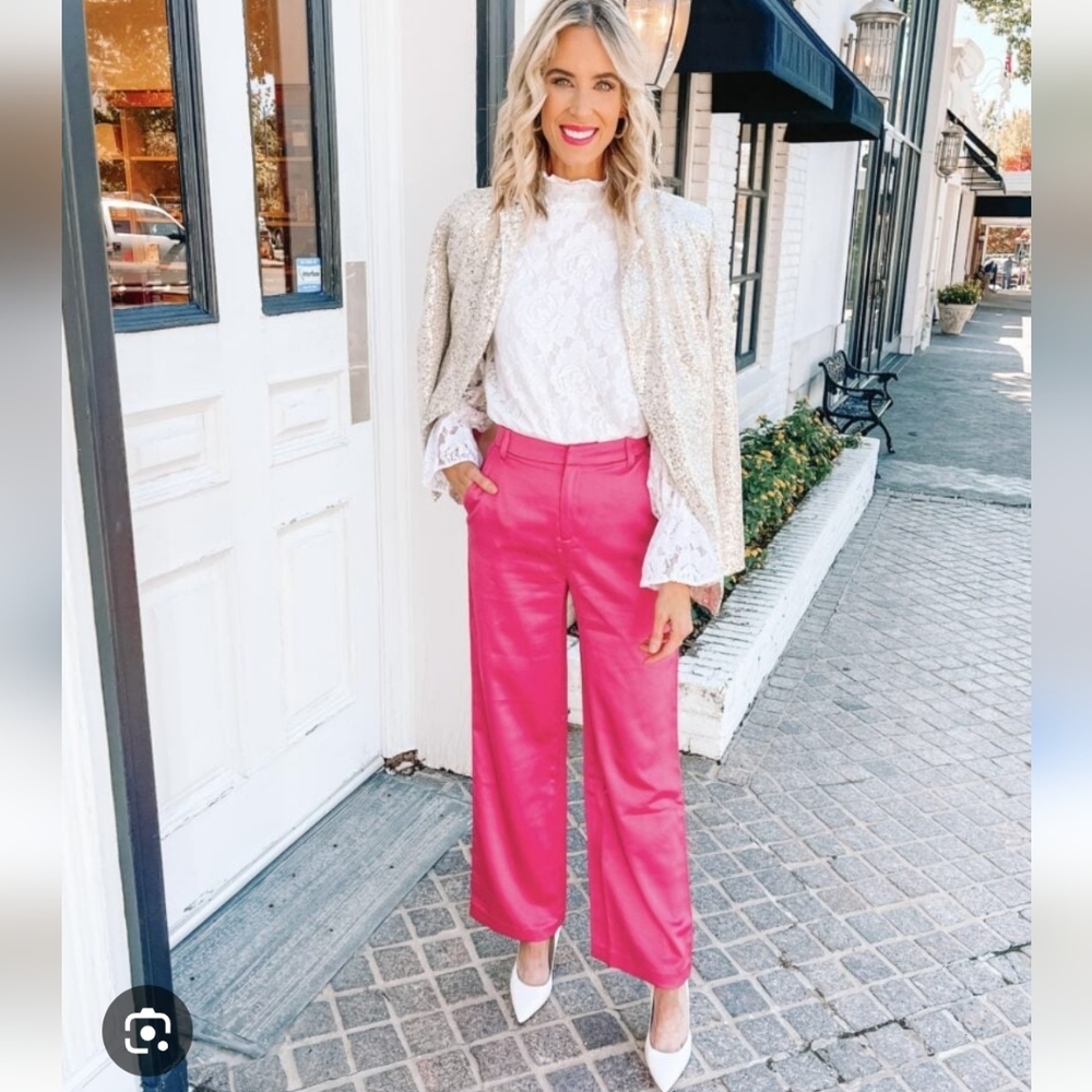 glam Hot Pink Wide Leg Pants